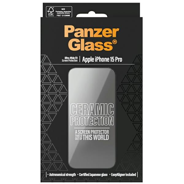 PanzerGlass Ceramic Protection ceramic glass for iPhone 15 Pro with positioner