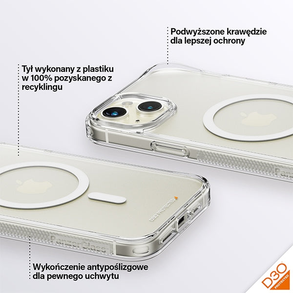 PanzerGlass HardCase with MagSafe with D3O and Military Grade Certified for iPhone 15 Plus / 14 Plus - Transparent