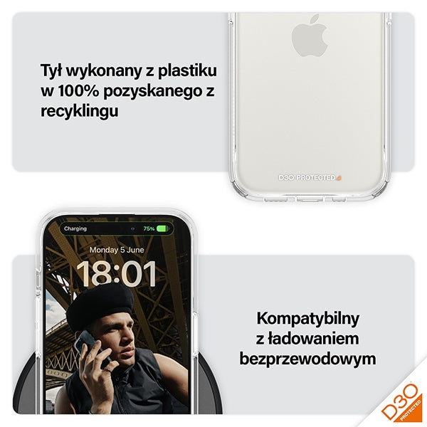 PanzerGlass HardCase with D3O and Military Grade certification for iPhone 15 Pro - transparent