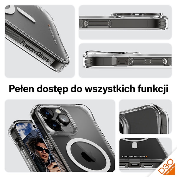 PanzerGlass HardCase with MagSafe with D3O and Military Grade Certified for iPhone 15 Pro Max - Transparent