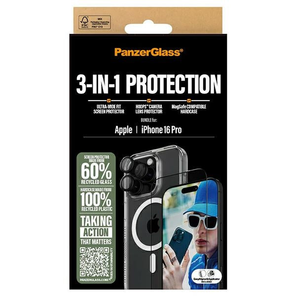 PanzerGlass Bundle 3in1 iPhone 16 Pro 6.3" D3O Hardcase + Screen Protector UWF+ Lens B1292+2862+1284