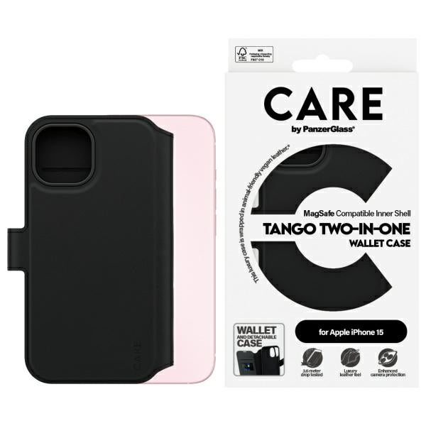 CARE by PanzerGlass Feature Tango 2in1 Wallet MagSafe case for iPhone 15 - black