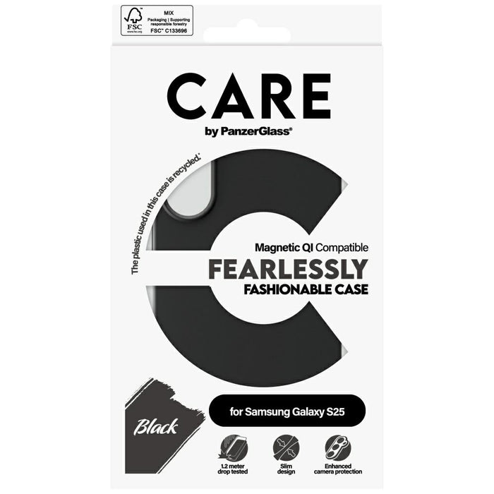 CARE by PanzerGlass Fashion QI Case for Samsung Galaxy S25 - Black