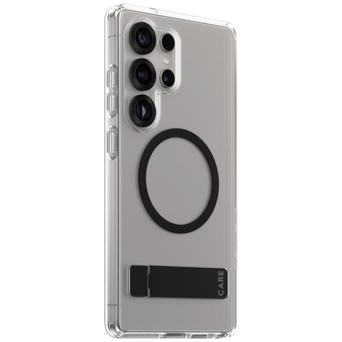 CARE by PanzerGlass Feature Black Kickstand &amp; QI Case for Samsung Galaxy S25 Ultra - Transparent