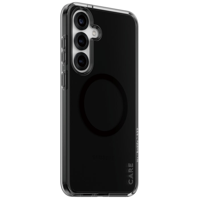 CARE by PanzerGlass Flagship Urban Combat Black QI Case for Samsung Galaxy S25+ - Semi-transparent Smoke