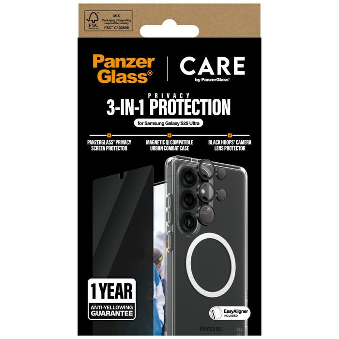 CARE by PanzerGlass Flagship 3in1 Case + Privacy Glass + Lens for Samsung Galaxy S25 Ultra