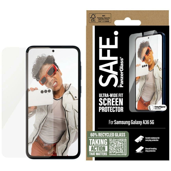 SAFE by PanzerGlass Ultra-Wide Fit Tempered Glass for Samsung Galaxy A36 5G - Clear