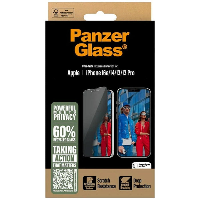 PanzerGlass Ultra-Wide Fit Privacy Glass for iPhone 16e / 14 / 13 / 13 Pro