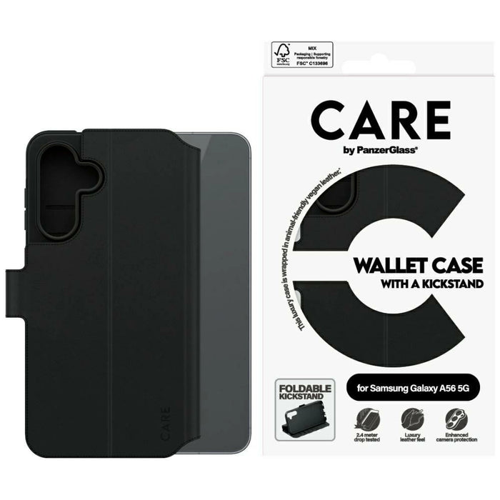 CARE by PanzerGlass Feature Wallet Kickstand Case for Samsung Galaxy A56 5G - Black