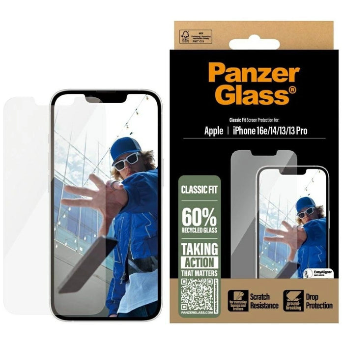 PanzerGlass Classic Fit Tempered Glass for iPhone 16e - Clear
