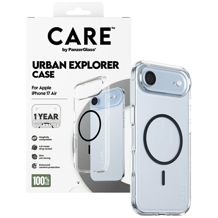CARE by PanzerGlass Flagship Urban Explorer Case w. Black MagSafe for iPhone Air - Transparent