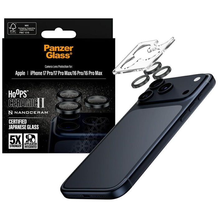 PanzerGlass Hoops Ceramic II Camera Lens Glass for iPhone 17 Pro / 17 Pro Max / 16 Pro / 16 Pro Max - Black