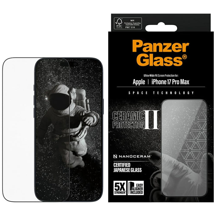 PanzerGlass Ceramic II Ultra-Wide Fit EasyAligne Tempered Glass for iPhone 17 Pro Max