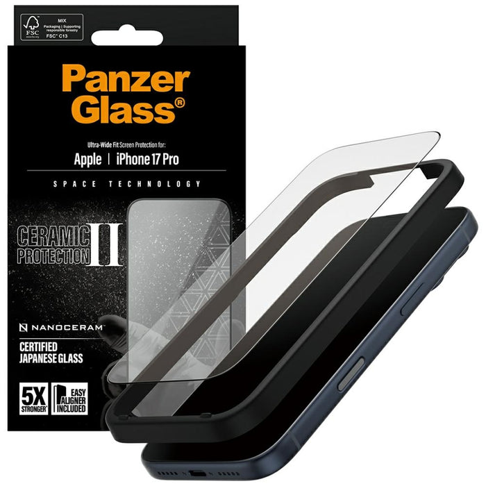 PanzerGlass Ceramic II Ultra-Wide Fit EasyAligner for iPhone 17 Pro