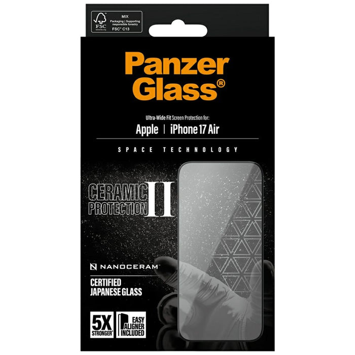PanzerGlass Ceramic II Ultra-Wide Fit EasyAligner Tempered Glass for iPhone Air