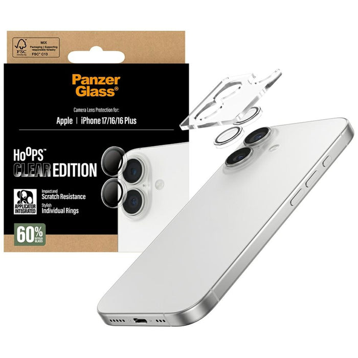 PanzerGlass Hoops Tempered Glass Lens Screen Protector for iPhone 16 / 16 Plus / 17