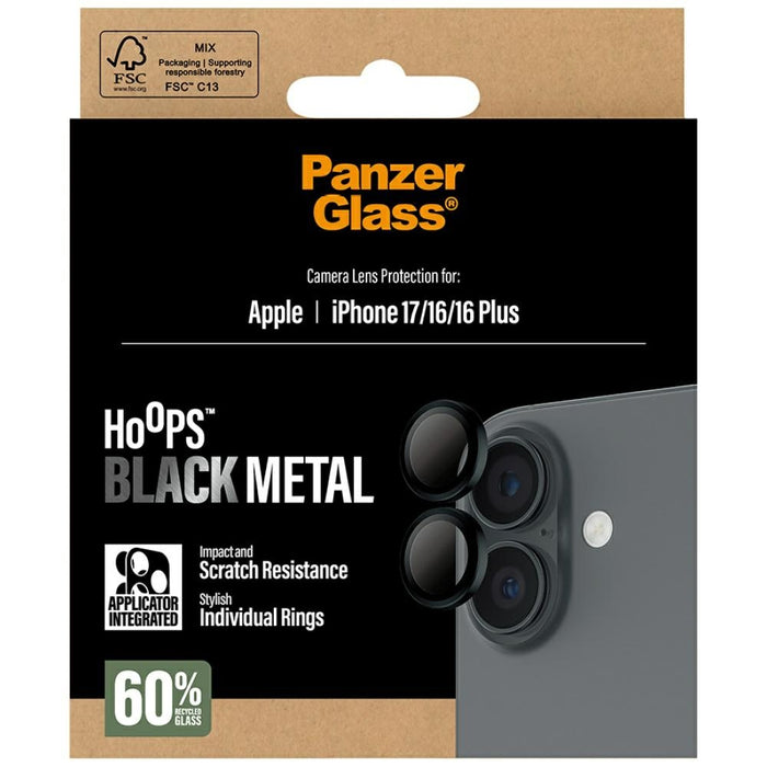 PanzerGlass Hoops Tempered Glass Lens Screen Protector for iPhone 16 / 16 Plus / 17