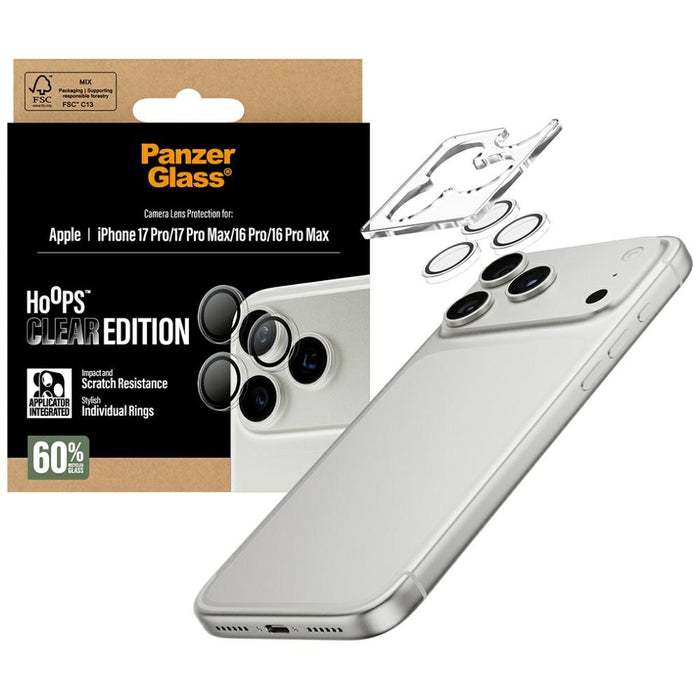 PanzerGlass Hoops Tempered Glass Lens Screen Protector for iPhone 17 Pro / 17 Pro Max / 16 Pro / 16 Pro Max