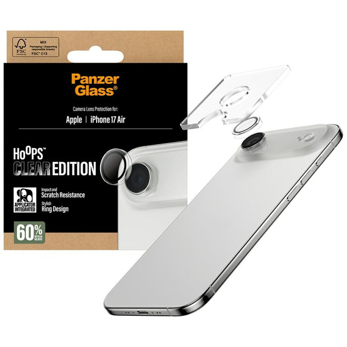 PanzerGlass Hoops Tempered Glass Camera Screen Protector for iPhone Air - Black