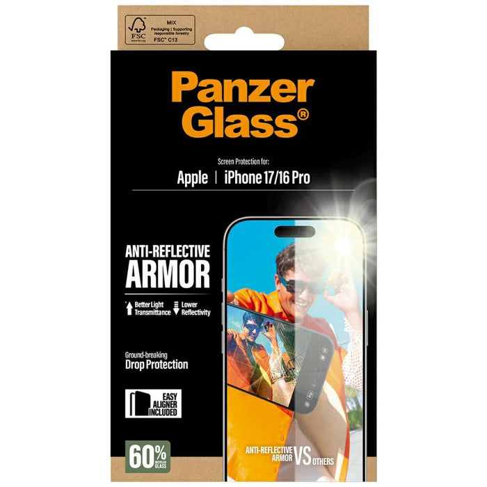 PanzerGlass Armor Anti-Reflective EasyAligner Tempered Glass for iPhone 17 / 16 Pro
