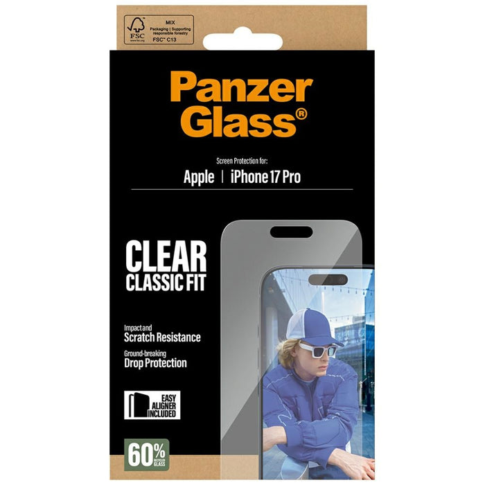 PanzerGlass Classic Fit EasyAligner Tempered Glass for iPhone 17 Pro