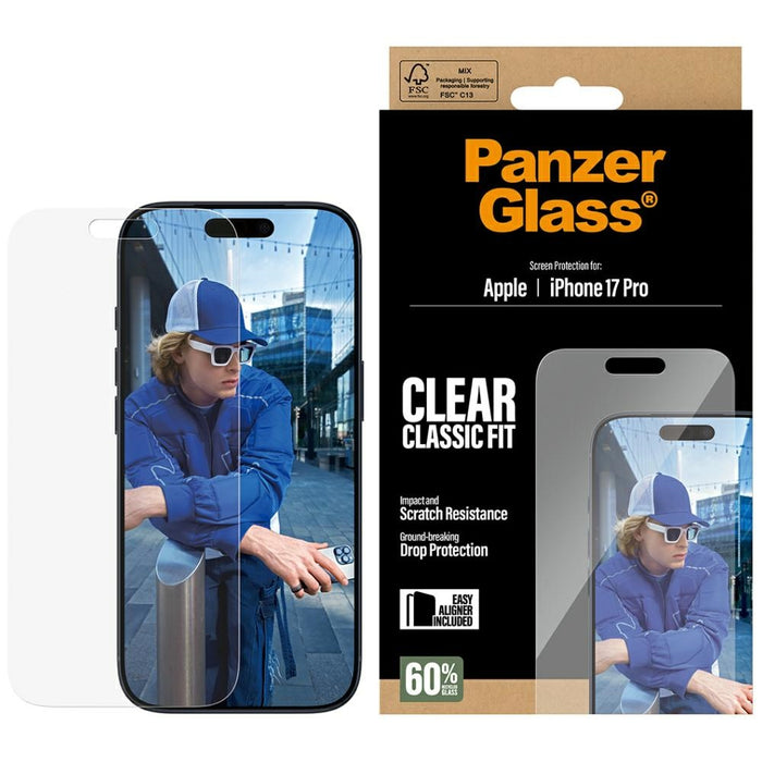 PanzerGlass Classic Fit EasyAligner Tempered Glass for iPhone 17 Pro