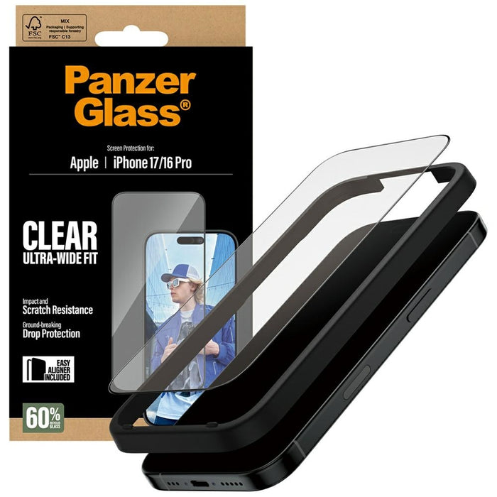 PanzerGlass Ultra-Wide Fit EasyAligner Tempered Glass for iPhone 17 / 16 Pro