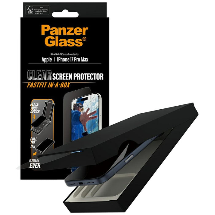 PanzerGlass Ultra-Wide Fit Fastfit Tempered Glass for iPhone 17 Pro Max