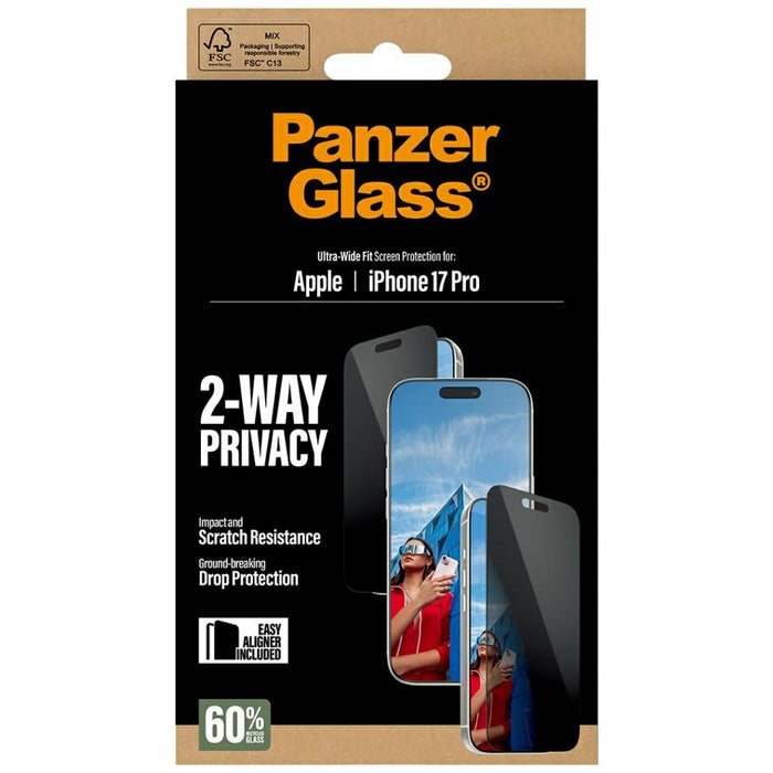 PanzerGlass Ultra-Wide Fit EasyAligner Privacy Glass for iPhone 17 Pro