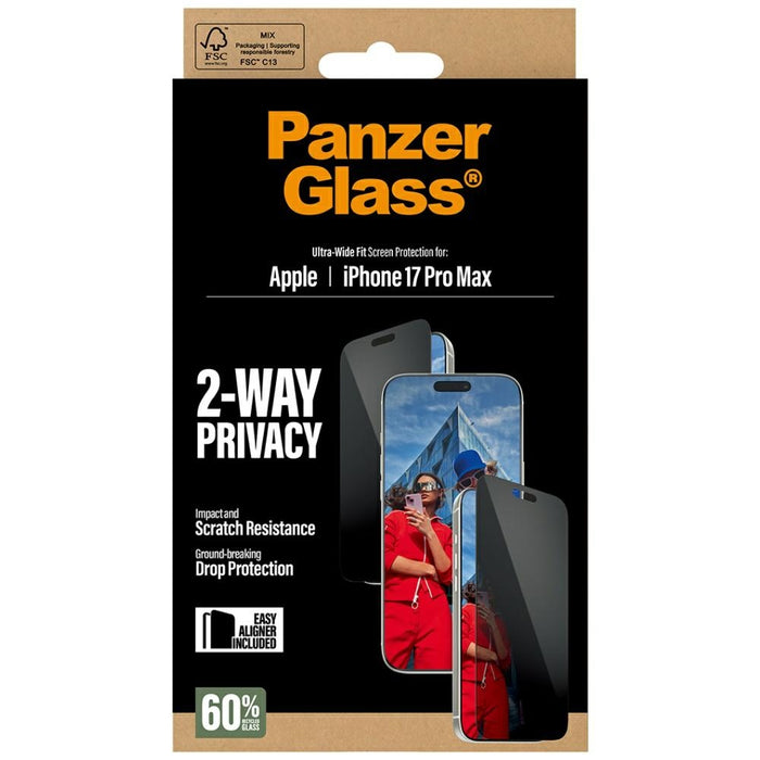 PanzerGlass Ultra-Wide Fit EasyAligner Privacy Glass for iPhone 17 Pro Max