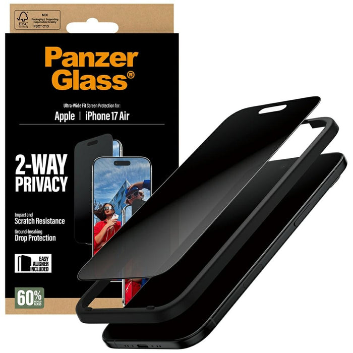 PanzerGlass Ultra-Wide Fit EasyAligner Privacy Glass for iPhone Air