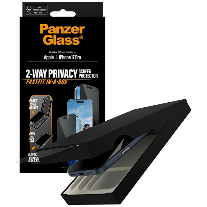 PanzerGlass Ultra-Wide Fit Fastfit Privacy Glass for iPhone 17 Pro Max