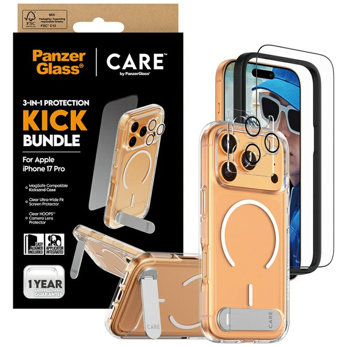 CARE by PanzerGlass Feature Kick 3in1 Case + Glass + Lens Protection Kit for iPhone 17 Pro