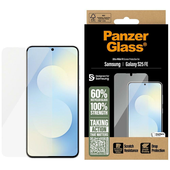 PanzerGlass Ultra-Wide Fit Tempered Glass for Samsung Galaxy S25 FE - Transparent