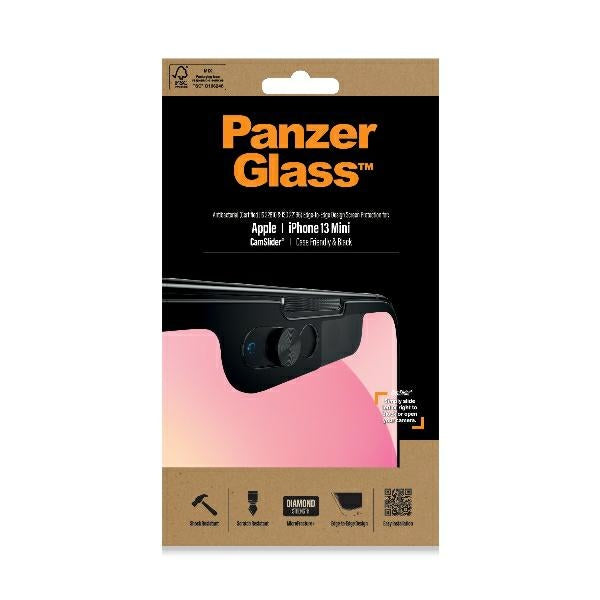 PanzerGlass E2E Microfracture Tempered Glass for iPhone 13 Mini CamSlider Case Friendly AntiBacterial - Black