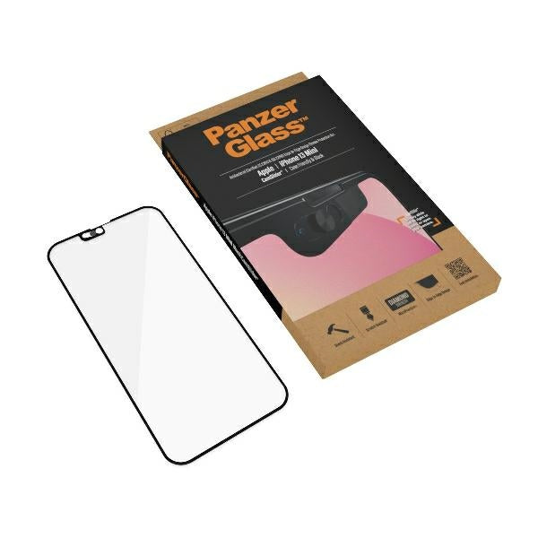 PanzerGlass E2E Microfracture Tempered Glass for iPhone 13 Mini CamSlider Case Friendly AntiBacterial - Black