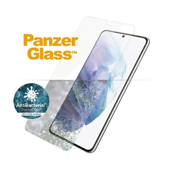 PanzerGlass E2E Microfracture Tempered Glass for Samsung Galaxy S21+ Case Friendly Finger Print AntiBacterial - Black