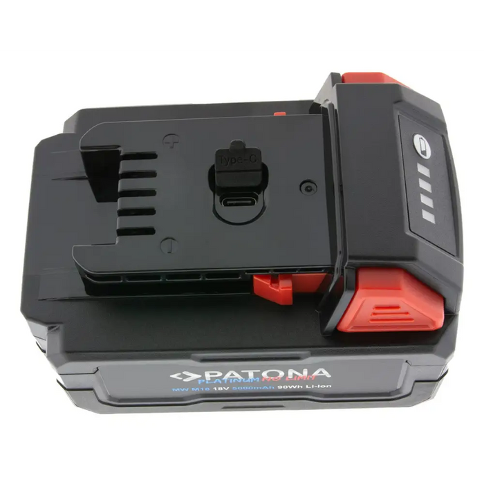 PATONA Platinum 18V Battery for Milwaukee M18 with USB-C port PD45W Black - Batteries for electro