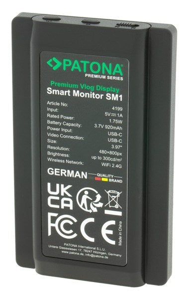 PATONA 4199 camera monitor 10.1 cm (3.97") Black 480 x 800 pixels Touchscreen