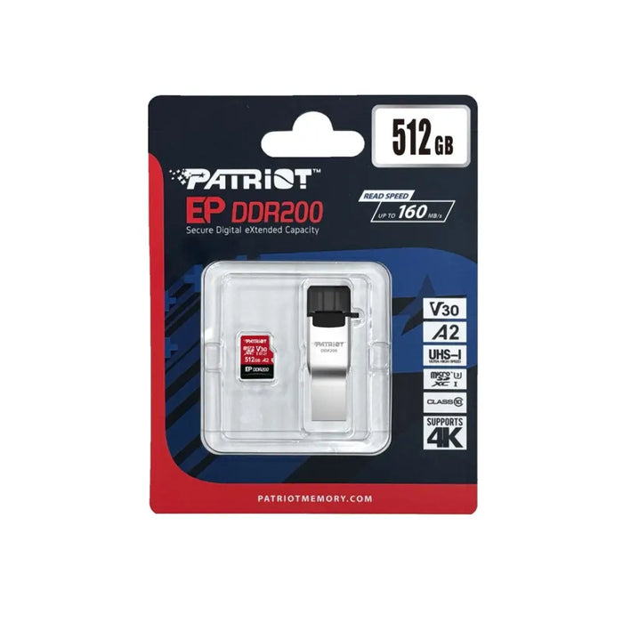 Patriot Memory EP DDR200 memory card 512GB MicroSDXC 160/120 MB/s (PEF512GEP33MCX) - SecureDigital flash