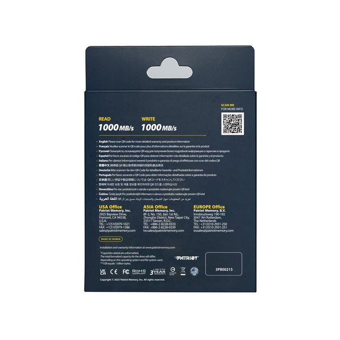 Patriot Memory Transporter Lite 2 TB USB Type-C 3.2 Gen 2 (3.1 Gen 2) (PTPL2TBPECB) Black