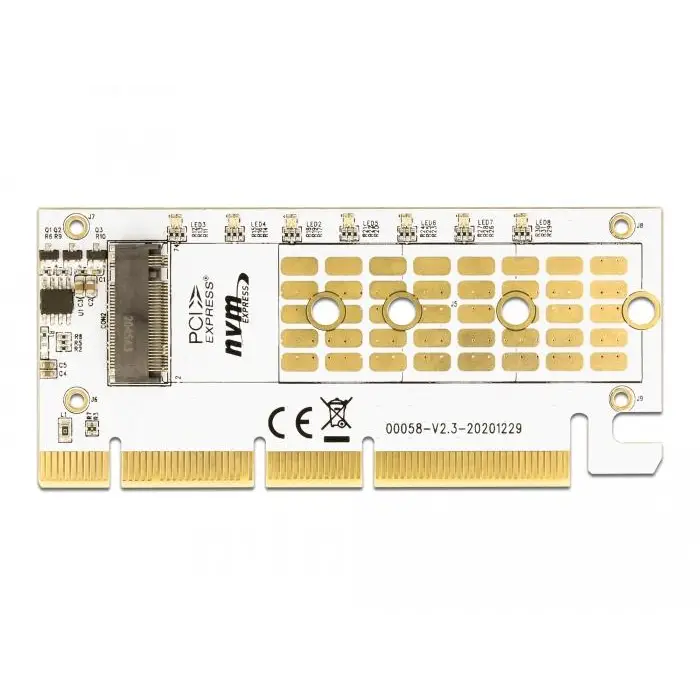 PCI Express x16 (x1 / x4 / x8) card Delock for M.2 NVMe M.2 Key M RGB LED - Входно-изходни контролери<<<Компютърни