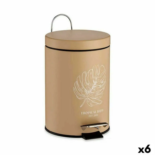 Pedal bin Berilo Tropical Bath White Beige Steel Plastic 3 L (6 Units) - Почистване Прахосмукачки И Гладене<<<Дом