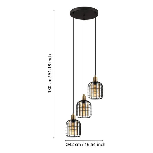 PENDANT 3XE27 BLACK EGLO CHISLE - Пендели<<<Вътрешно осветление<<<Мебели и интериор<<<Praktiker