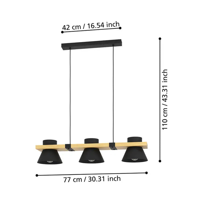 PENDANT 3XE27 BLACK EGLO MACCLES - Пендели<<<Вътрешно осветление<<<Осветление<<<Praktiker&&&Пендели<<<Вътрешно