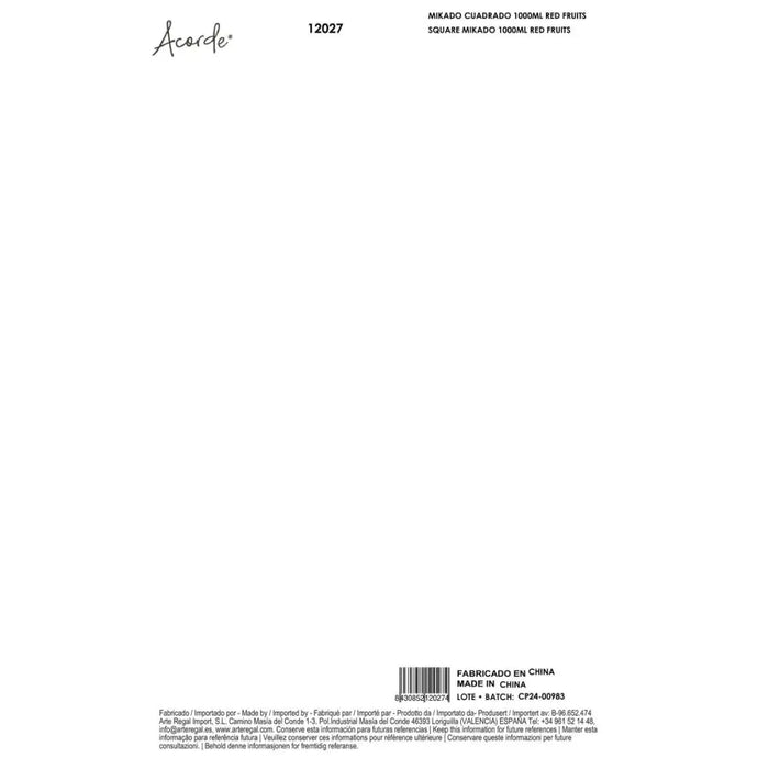 Perfume Sticks Acorde RED FRUITS 1 L (4 Units) - Почистване Прахосмукачки И Гладене<<<Дом