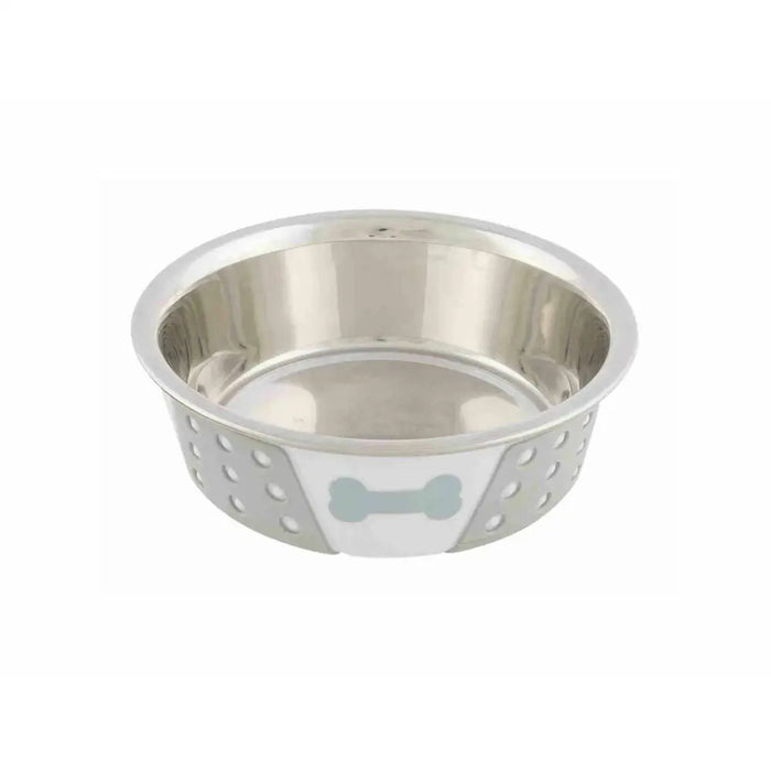 Pet feeding dish Trixie White Grey Silicone Stainless steel 400 ml 0,4 l - Купички за храна и вода<<<Домашни