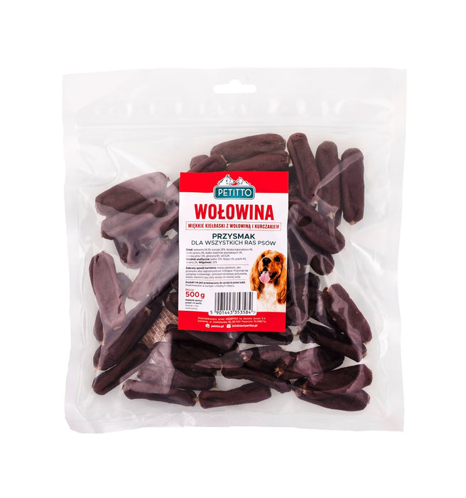 PETITTO Soft beef sausages - dog treat - 500g