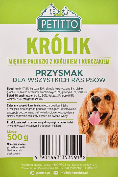 PETITTO Soft rabbit fingers - dog treat - 500g