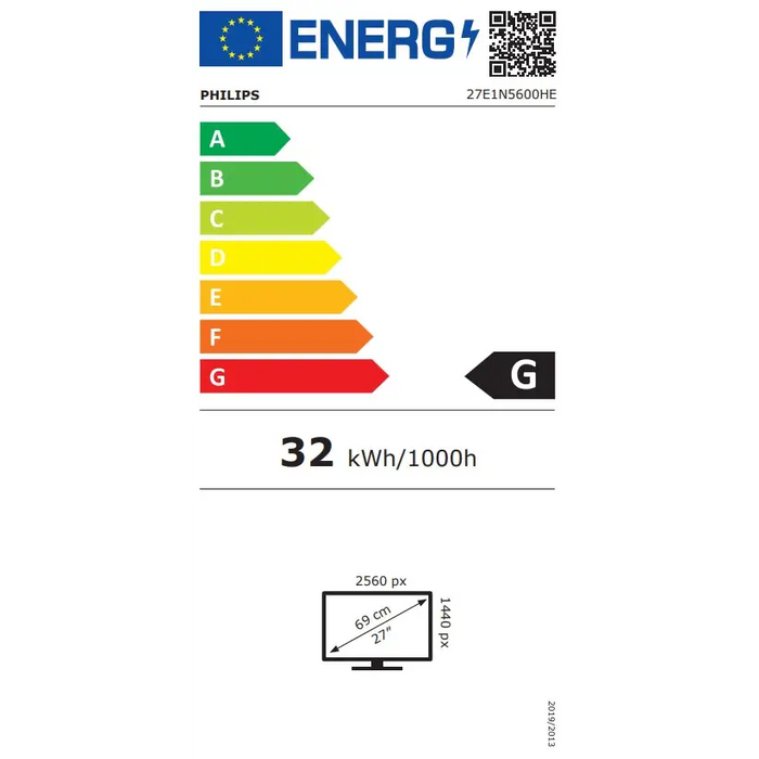 Philips 27E1N5600HE 27’’ IPS WLED 2560x1440@75Hz 4ms GtG 1ms MPRT 300cd m/2 1000:1 Mega Infinity DCR Adaptive sync
